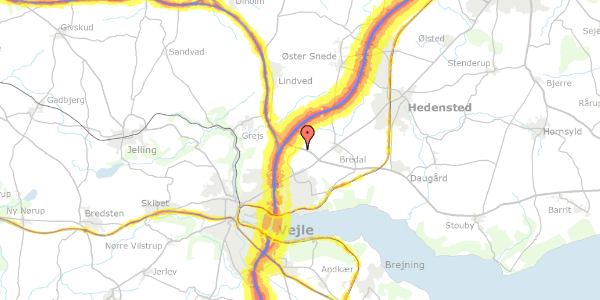 Trafikstøjkort på Stiftsvej 6, st. , 7100 Vejle