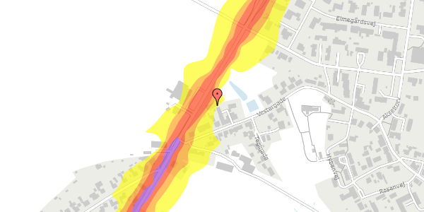 Trafikstøjkort på Hadsundvej 554, 8983 Gjerlev J