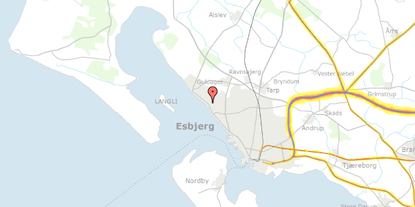 Trafikstøjkort på Hjerting Strandvej 198, 6710 Esbjerg V