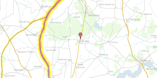 Trafikstøjkort på Hesselholt Skovhuse 89, 9510 Arden