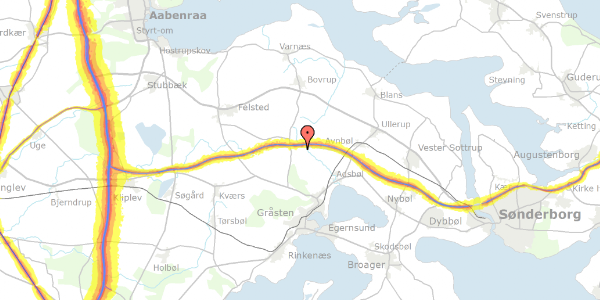 Trafikstøjkort på Bojskovskov 3, 6400 Sønderborg