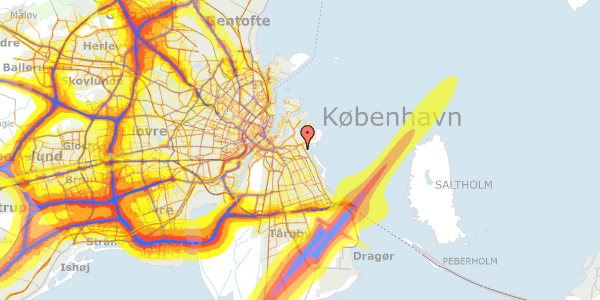 Trafikstøjkort på Lindgreens Allé 10G, 2. tv, 2300 København S