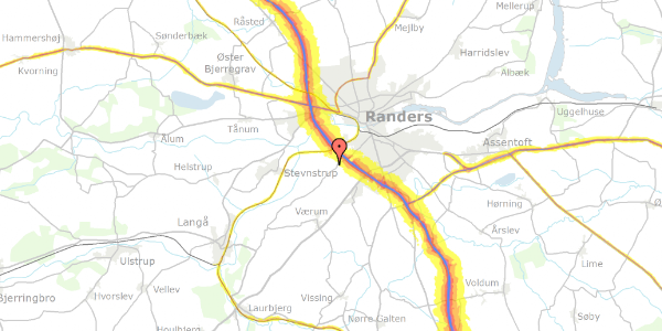 Trafikstøjkort på Kallehavevej 52B, 8940 Randers SV