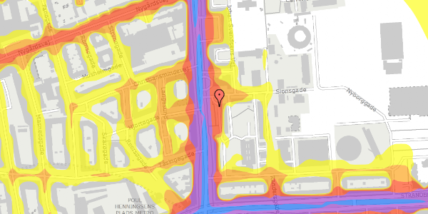 Trafikstøjkort på Sionsgade 2, 1. 1, 2100 København Ø