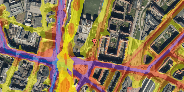 Trafikstøjkort på Borgmestervangen 9, 3. 9, 2200 København N