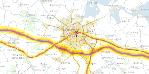 Trafikstøjkort på Munke Mose Allé 1K, 2. th, 5000 Odense C