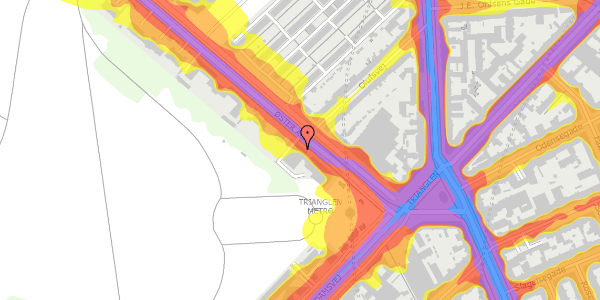 Trafikstøjkort på Øster Allé 5, 2100 København Ø