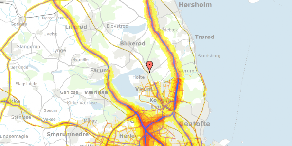 Trafikstøjkort på Dronninggårds Alle 24, st. , 2840 Holte