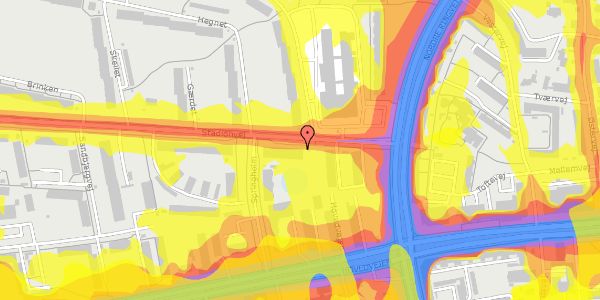 Trafikstøjkort på Stadionvej 13A, 1. th, 2600 Glostrup