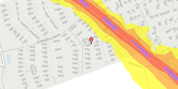 Trafikstøjkort på Gyldenstens Vænge 164, 3600 Frederikssund