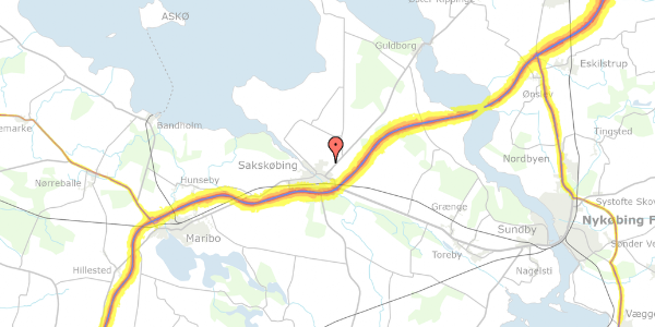 Trafikstøjkort på Vibevej 8, 4990 Sakskøbing