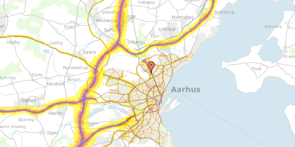 Trafikstøjkort på Olof Palmes Allé 33A, 1. mf, 8200 Aarhus N