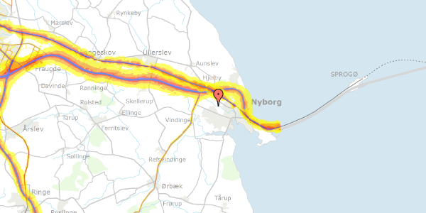 Trafikstøjkort på Hustomten 33, 5800 Nyborg