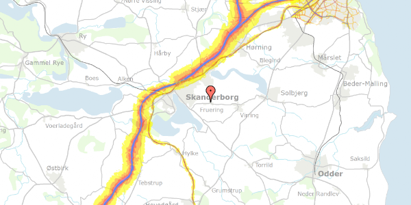 Trafikstøjkort på Fruering Skovmark 11, 8660 Skanderborg