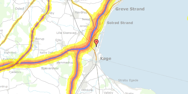 Trafikstøjkort på Gammel Lyngvej 25A, 1. , 4600 Køge