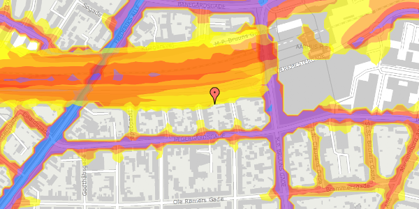 Trafikstøjkort på Hallssti 7, 1. th, 8000 Aarhus C