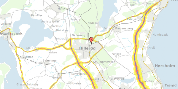Trafikstøjkort på Holmegårdsvej 64, 3400 Hillerød