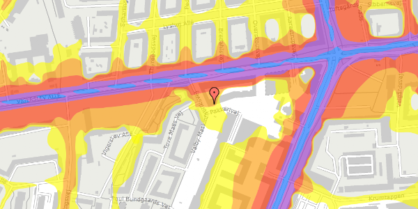 Trafikstøjkort på Pakkerivej 1, 1. th, 2500 Valby