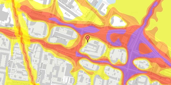 Trafikstøjkort på Badehusvej 14, 1. 16, 9000 Aalborg