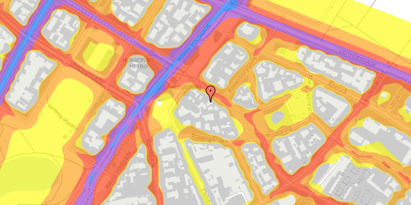 Trafikstøjkort på Frederiksborggade 5A, 3. 3, 1360 København K