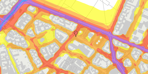 Trafikstøjkort på Vognmagergade 11, 1. th, 1120 København K