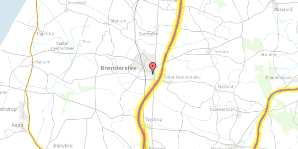 Trafikstøjkort på Øster Kærvej 33, 9700 Brønderslev