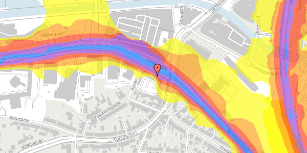 Trafikstøjkort på Damhaven 1B, 7100 Vejle