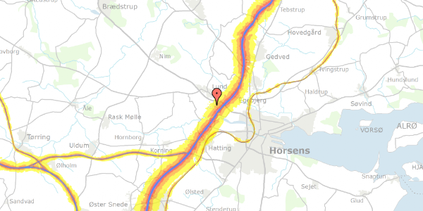 Trafikstøjkort på Mossvej 7, 8700 Horsens