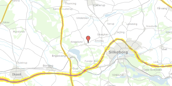 Trafikstøjkort på Kragelundtoften 34U, 8600 Silkeborg