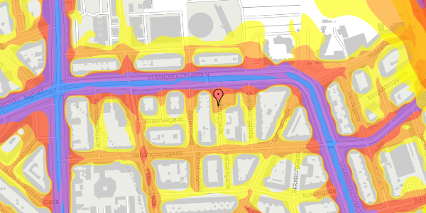 Trafikstøjkort på Fåborggade 11, 1. , 2100 København Ø