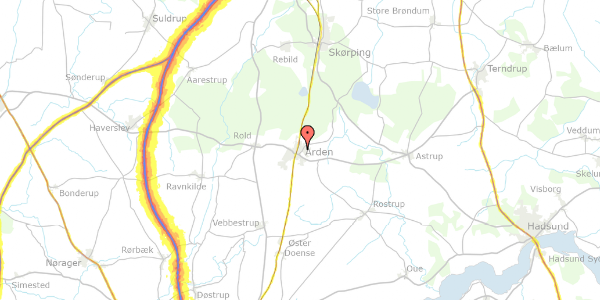 Trafikstøjkort på Humlebækvej 41, 9510 Arden