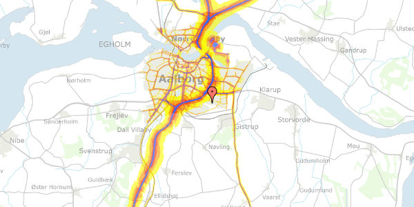 Trafikstøjkort på Marie Curies Alle 126, 1. tv, 9220 Aalborg Øst