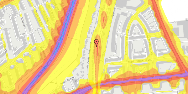 Trafikstøjkort på Hf. Zenia-Lindevang 26, 2000 Frederiksberg