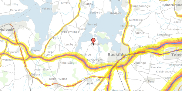 Trafikstøjkort på Kattingevej 20, 4000 Roskilde