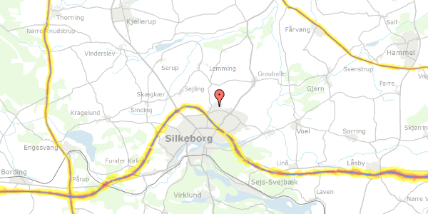 Trafikstøjkort på Priorsvej 36, 8600 Silkeborg