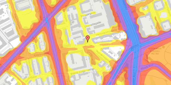 Trafikstøjkort på Aldersrogade 8, 1. , 2100 København Ø