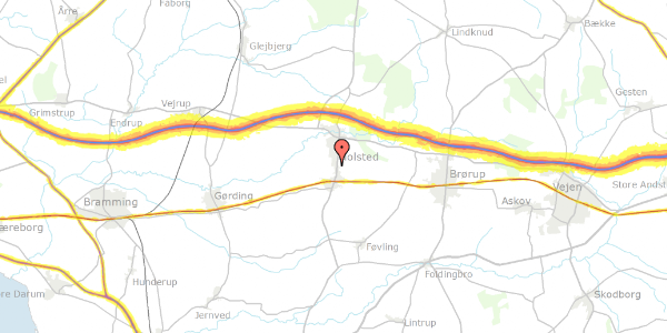 Trafikstøjkort på Rolighedsvej 3, 6670 Holsted