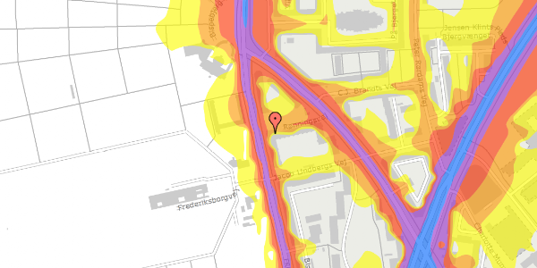 Trafikstøjkort på Frederiksborgvej 118F, 2400 København NV