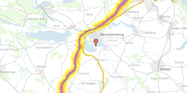 Trafikstøjkort på Temnæsvej 9, 8660 Skanderborg