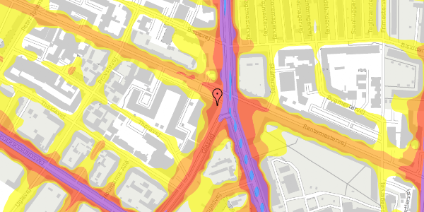 Trafikstøjkort på Glasvej 31, 1. th, 2400 København NV