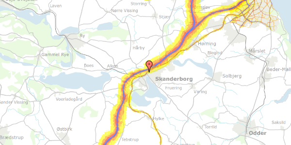 Trafikstøjkort på Prins Christians Vænge 251, 8660 Skanderborg