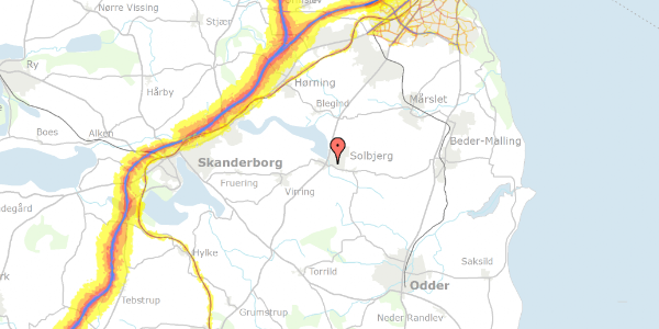 Trafikstøjkort på Solbjerg Hovedgade 92B, 8355 Solbjerg