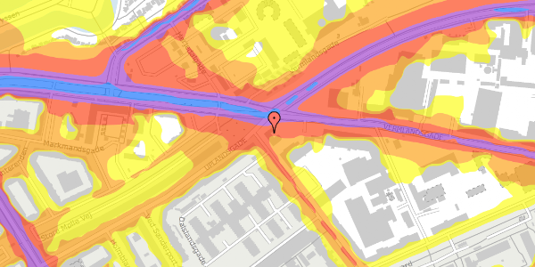 Trafikstøjkort på Uplandsgade 38, 2. , 2300 København S