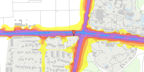 Trafikstøjkort på Roskildevej 33B, st. 102, 2000 Frederiksberg