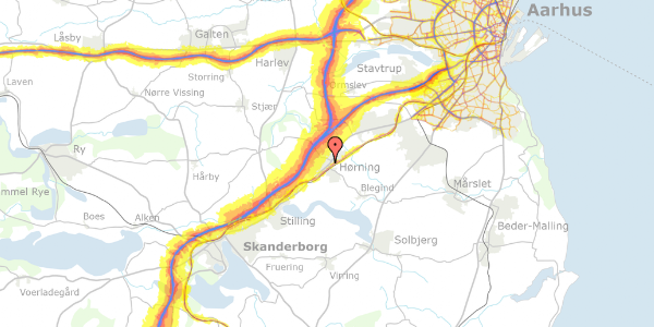 Trafikstøjkort på Rådhuspladsen 1, 1. 2, 8362 Hørning