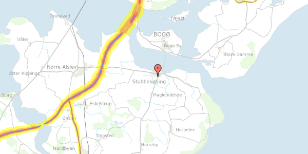 Trafikstøjkort på Tuemosevej 11, 4850 Stubbekøbing