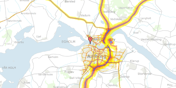 Trafikstøjkort på Fjordbyen 14, 9000 Aalborg