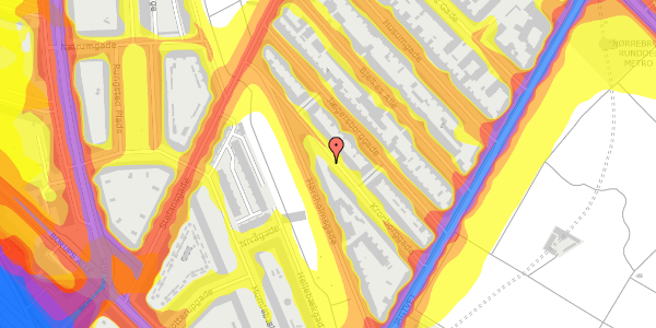 Trafikstøjkort på Kronborggade 19, 2200 København N