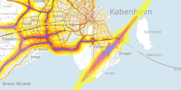 Trafikstøjkort på Robert Jacobsens Vej 23, st. th, 2300 København S