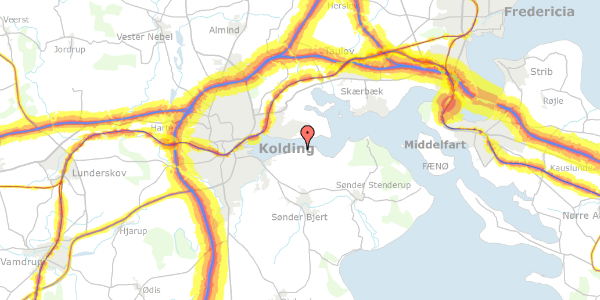 Trafikstøjkort på Agtrup Midtskovvej 120, 6091 Bjert